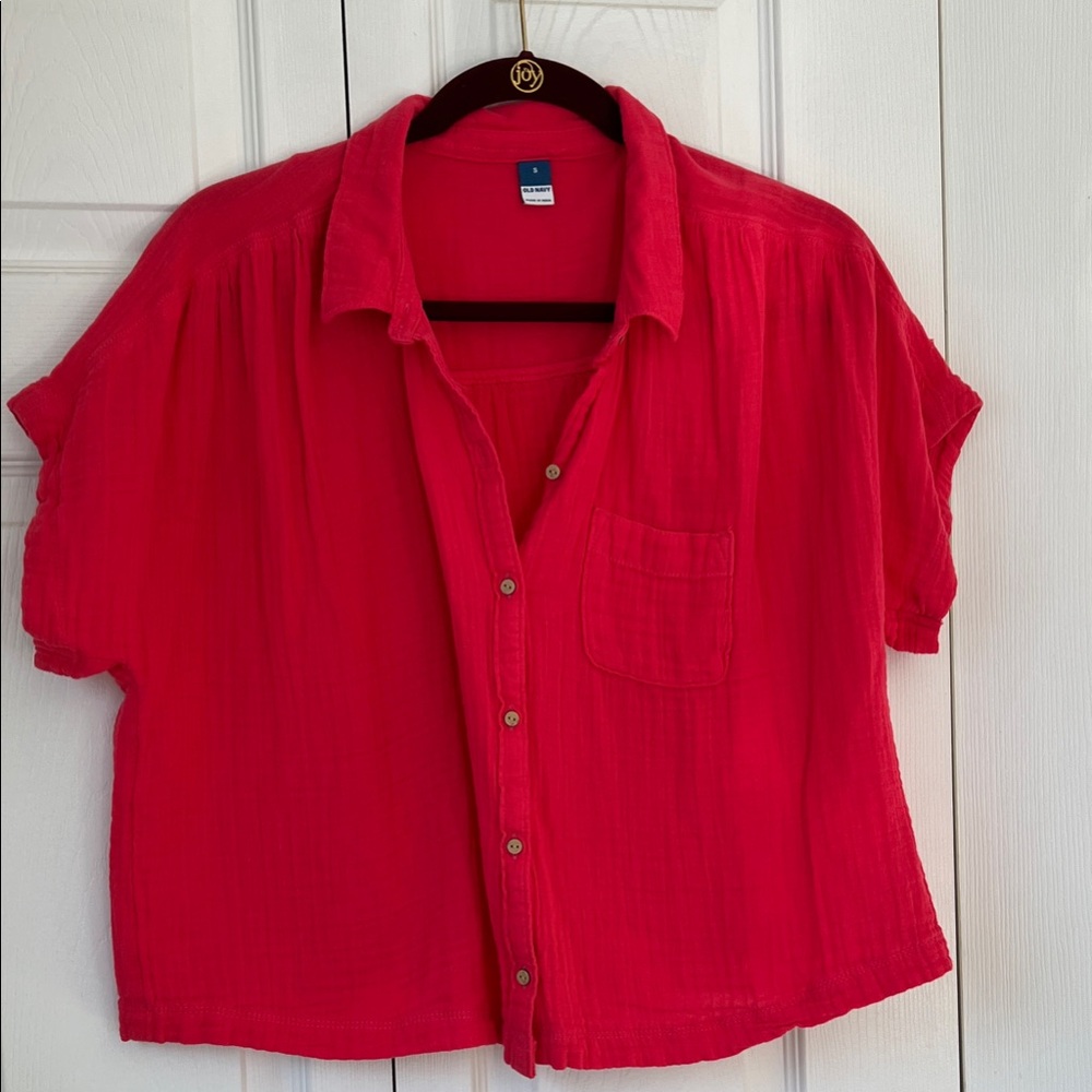 Old Navy Bright Hot Pink Button-Down Shirt